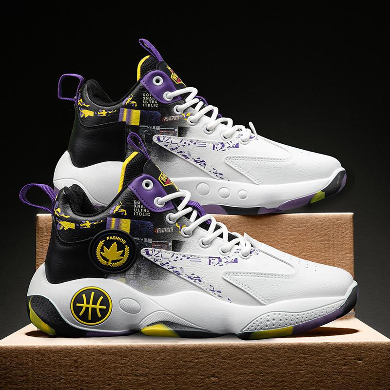 Basketball shoes popular street sports shoes autumn and winter leather surface Zhongbang casual student shoes