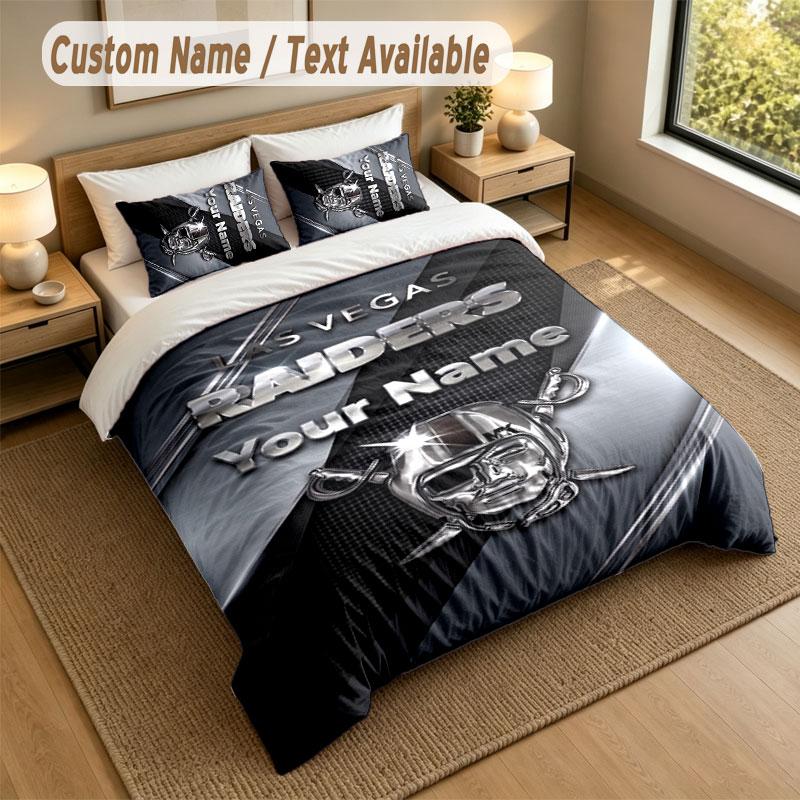 Bedding Set 1 Duvet Cover 2 Pillowcases Las Vegas Raiders Print Soft Bed Linen Bedroom Decor