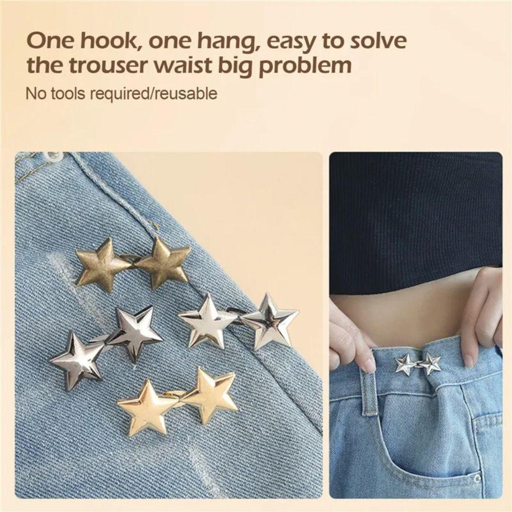 Zinc Zinc Alloy Star Pants Button Tightener Waist Buckle Jean Buttons for Loose Jeans  Trousers
