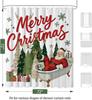 Merry Christmas Shower Curtain with Snowflake Tree Pattern, Waterproof Winter Holiday Bathroom Decor, Durable Washable Fabric