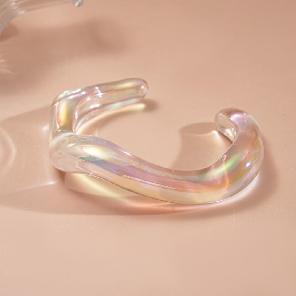 AB Colorful Acrylic Opening Bangle Irregular Large Resin Bracelet Fashion Wide Cuff Bracelet  Women