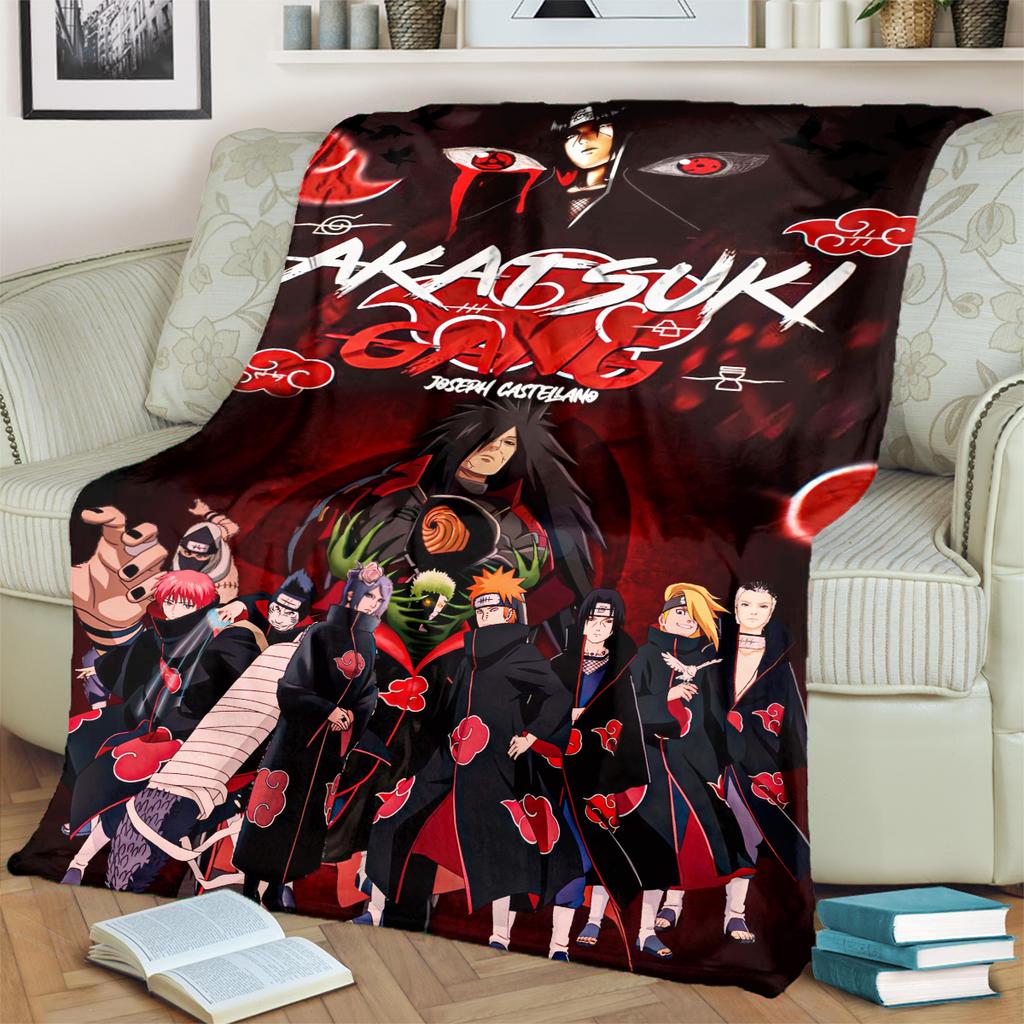 Anime-Naruto Print Blanket Warm Comfortable Flannel Blanket for Bedrooms, Sofas, Beds, Chairs, Picnics, Travel -LXR79
