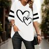 Summer Heart-Shaped 3D Print T-shirt Women Streetwear Casual T Shirts Y2k Tops Woman Harajuku V-Neck Tees Oversized Clothing