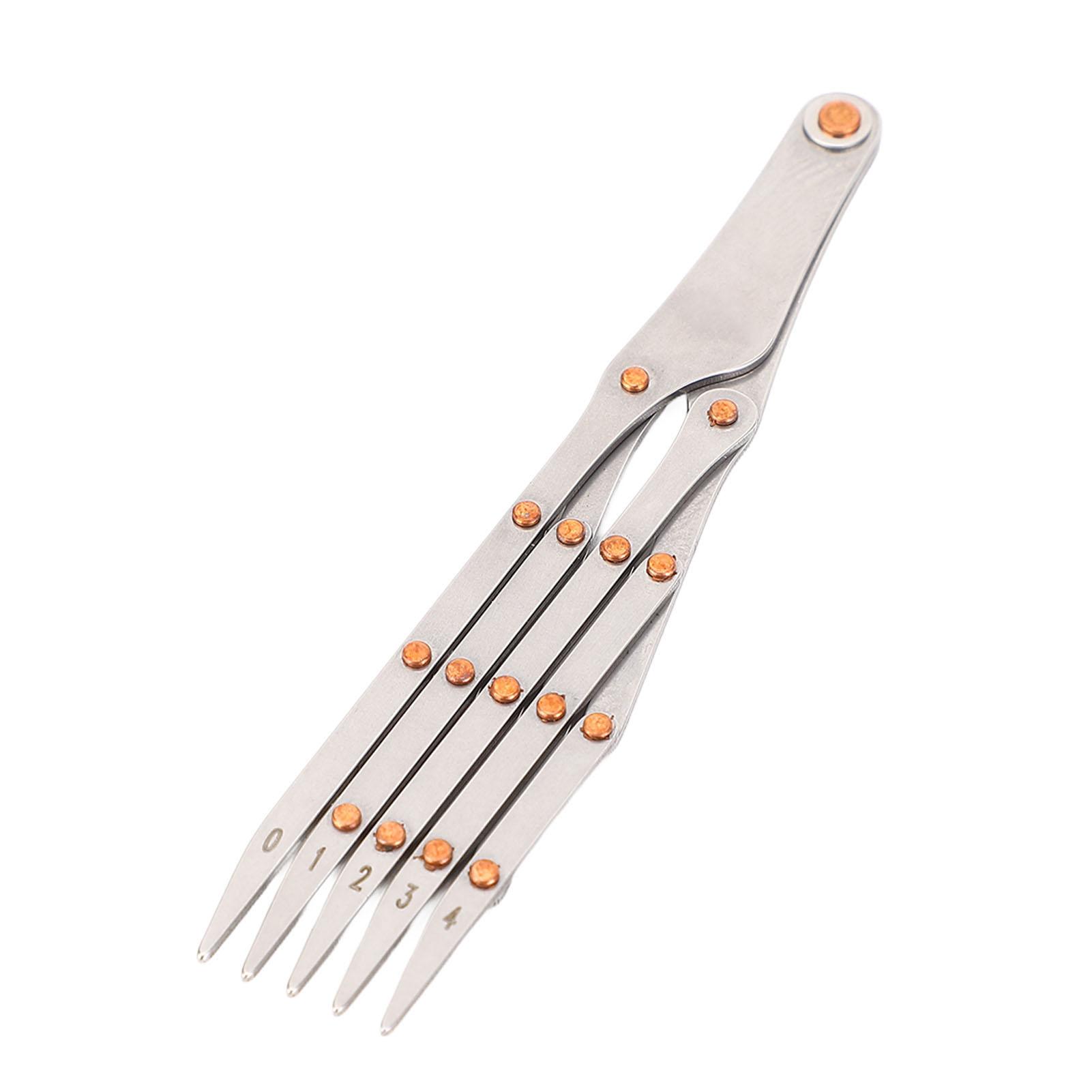 Shoemst Equal Distance Measuring Ruler Stainless Steel Equidistant Ruler Equal Space Divider Leather Belt 5 Teeth Without Lock