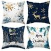 Festive Christmas & Winter-Themed Pillow Covers: Hello Winter, Merry Christmas Designs! New Year Home Decoration Short Plush Mat
