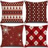 Christmas Red Pattern Decorative Pillow Covers Pattern Cushion Cover Suitable For Sofa Bedroom Car Pillow Cover