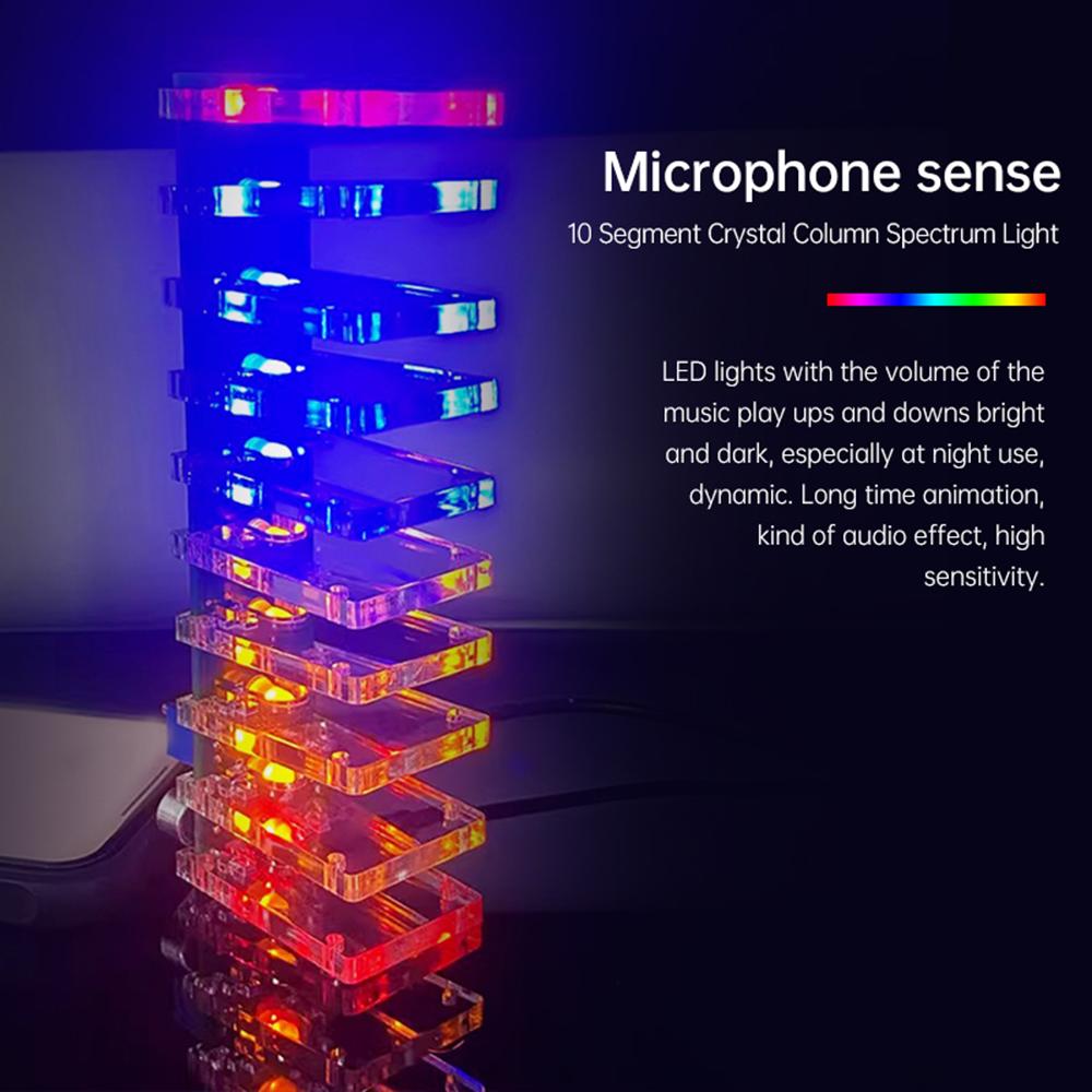 

DC 5-12V Crystal Audio LED Colorful Lights Voice Controlled Music Spectrum Electronics DIY Kit Soldered Assembled Circuit Board