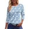 Women's Fashion Casual Round Neck 3/4 Sleeve Loose  Printed T-Shirt Ladies Top