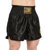 Pantaloni scurți LEONE 1947 Muay Thai Kickboxing, Unisex [BASIC 2], Material satinat, Disponibili în culori asortate cu mănușile (Dimensiune L), Negru, AB970 [Autentic]