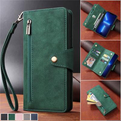 Lanyard Reißverschluss Leder Geldbörse Karten Handyhülle Für iPhone 17 Air 16E 15 Pro Max 14 Plus 13 12 11 XS Max XR X Geldbörse Klappständer Abdeckung