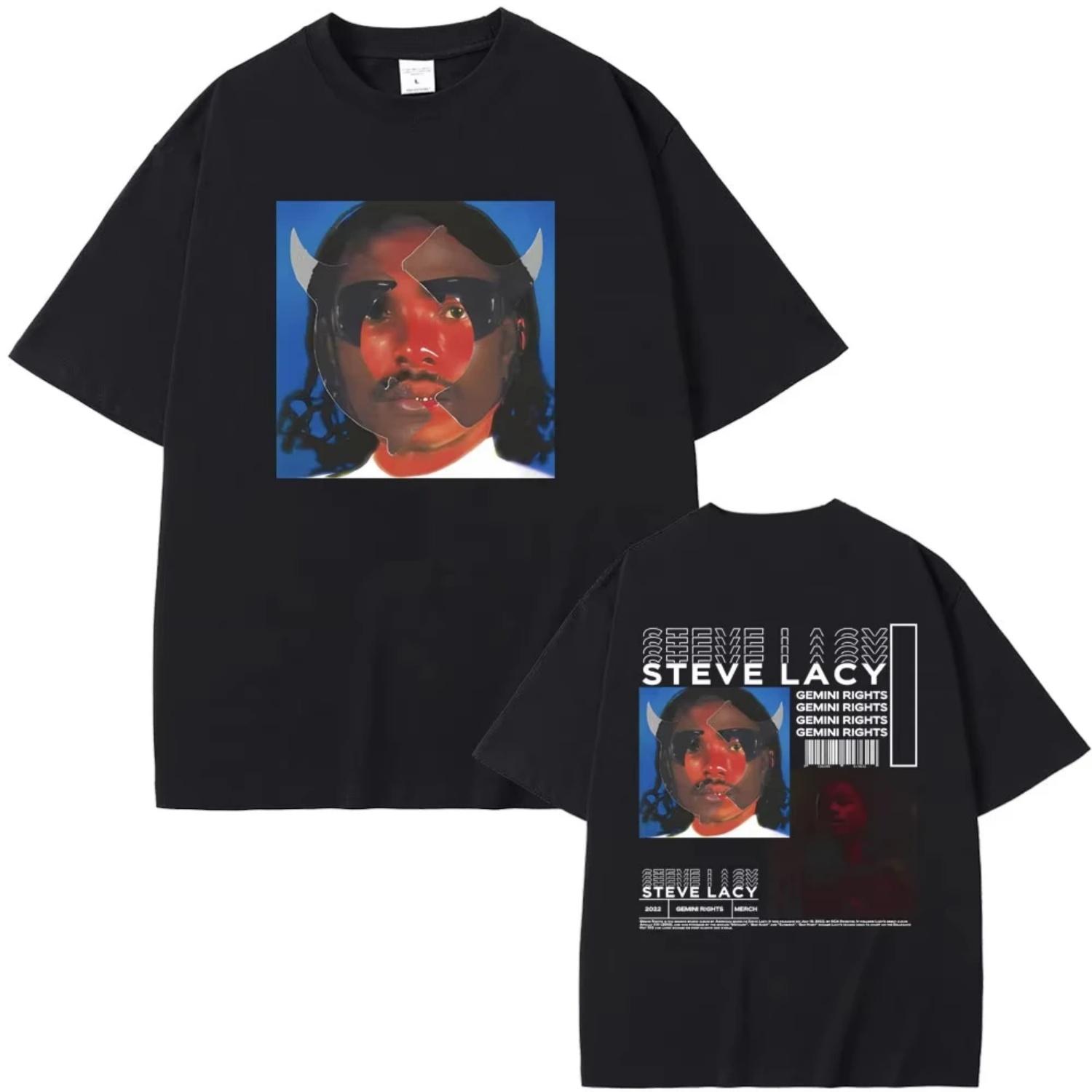 

Rapper Steve Lacy Gemini Rights Album Cover Double Sided Print T-shirt Male Hip Hop Oversized Tshirt Men s Fashion Vintage Tees S чёрный