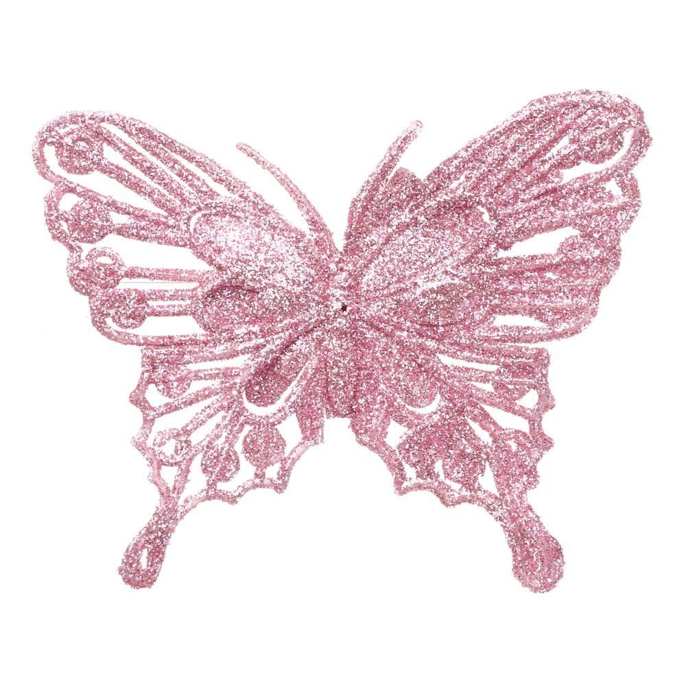 Christmas Butterflies Xmas Tree Ornaments Single Layer Gold Powder Glitter Artificial Flower DIY Crafts Christmas Tree Decor