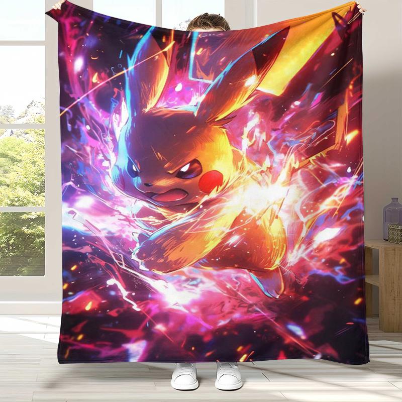 

6 Style Pikachu Pokemon Flannel Blanket,Ultra Soft Warm Plush Throw for Home Bedroom Bed Sofa Cover Office Camping Picnic gift 75x90cm