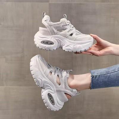 Inner Height Increase Breathable Hollow Mesh Non-slip Dad Sandals Women's Summer 2025 New Mesh Thick-soled Sports and Leisure Shoes