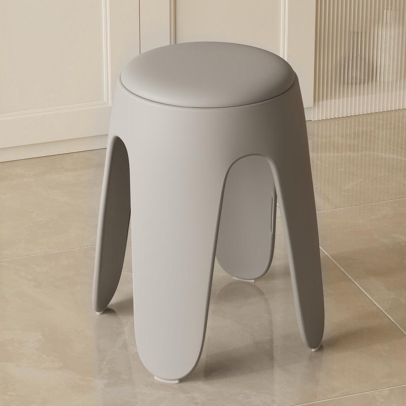 Thickened Stackable Modern Minimalist Plastic Stool - Comfortable Round Chair Bench