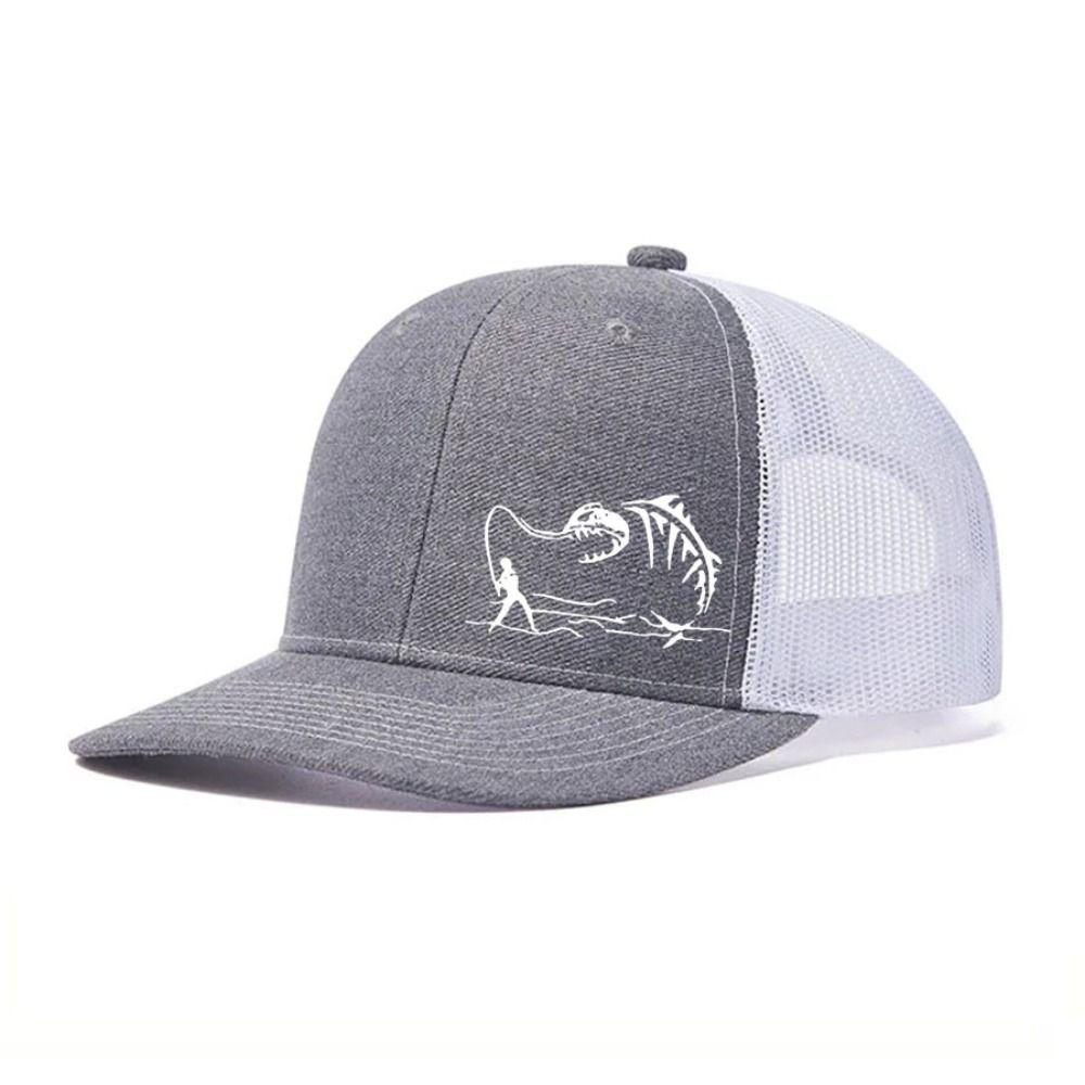 Fashion Fisherman Print Men's Baseball Cap Grid Hip Hop Trucker Hat Lightweight Breathable Duck Tongue Hat Spring Summer Outdoor