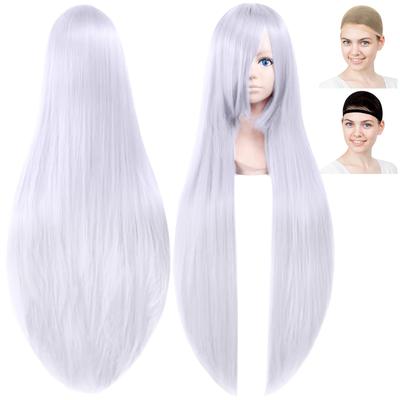 CaseEden Cosplay Wig Premium Silky Smooth Long Straight 100cm Silver Hair WIG6129