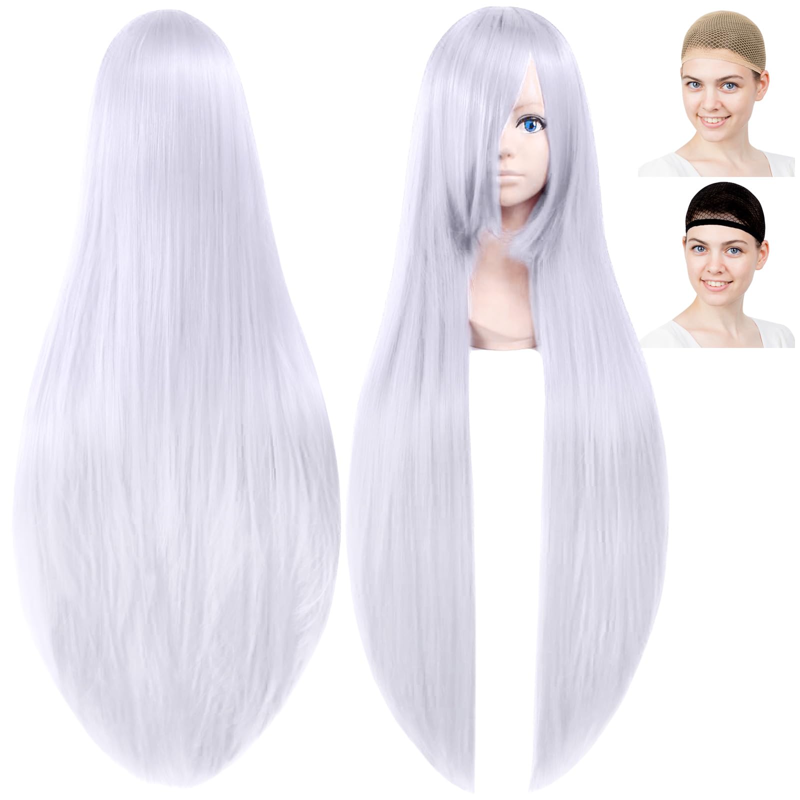 

Парик для косплея CaseEden, Премиум, Гладкий, Длинный, Прямой, 100 см, Серебристый, 6129