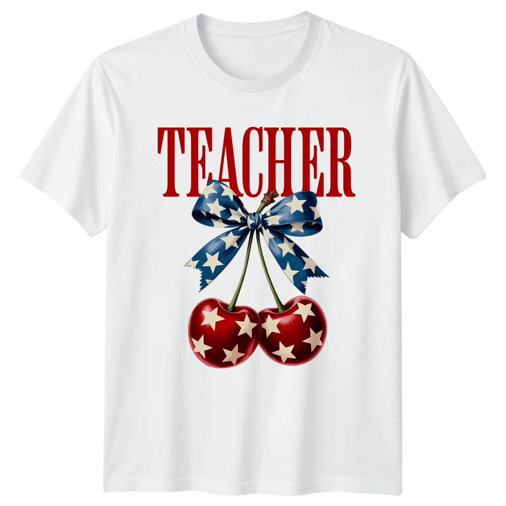 Teacher Patriotic Cherries Professions Unisex Unisex Graphic Tee