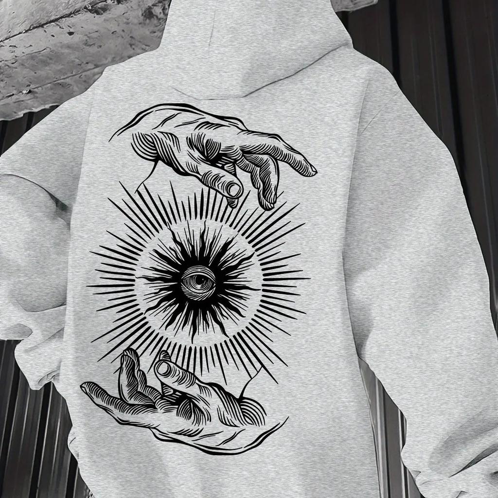 Модне вінтажне худі з принтом для чоловіків, худі з довгим рукавом на осінь-зиму, повсякденне худі для вулиці, новий чоловічий одяг