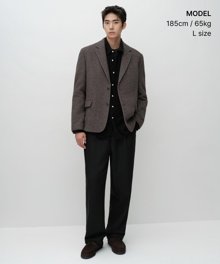 MUSINSA STANDARD [City Workers] Wool Blend Tweed Blazer [Brown]