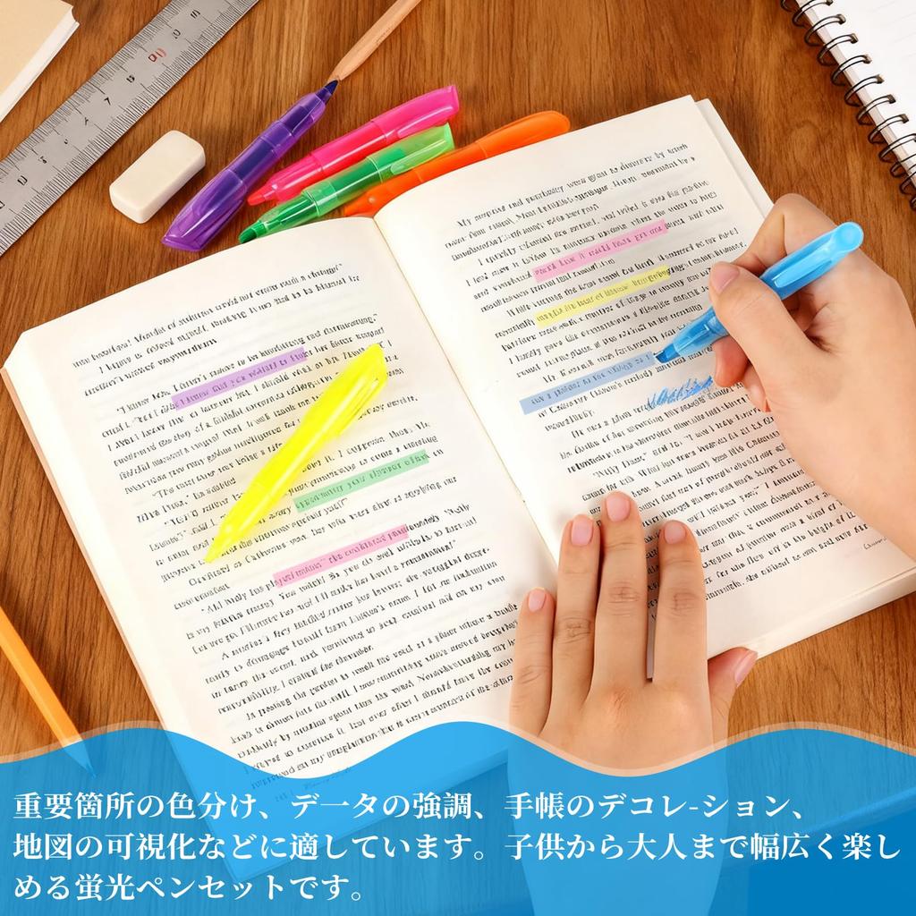 of Highlighter large capacity for and the 6-Pack 6-Color Pens Water-based, quick-drying, bleed-resistant, marking, underlining, coloring,