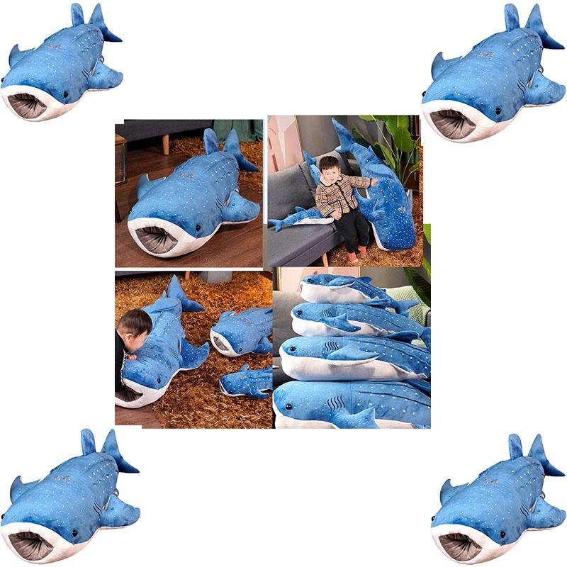Großes Blauwal Plüschtier Superweiches Stofftier für Kinder Cartoon Hai Wal Kissen