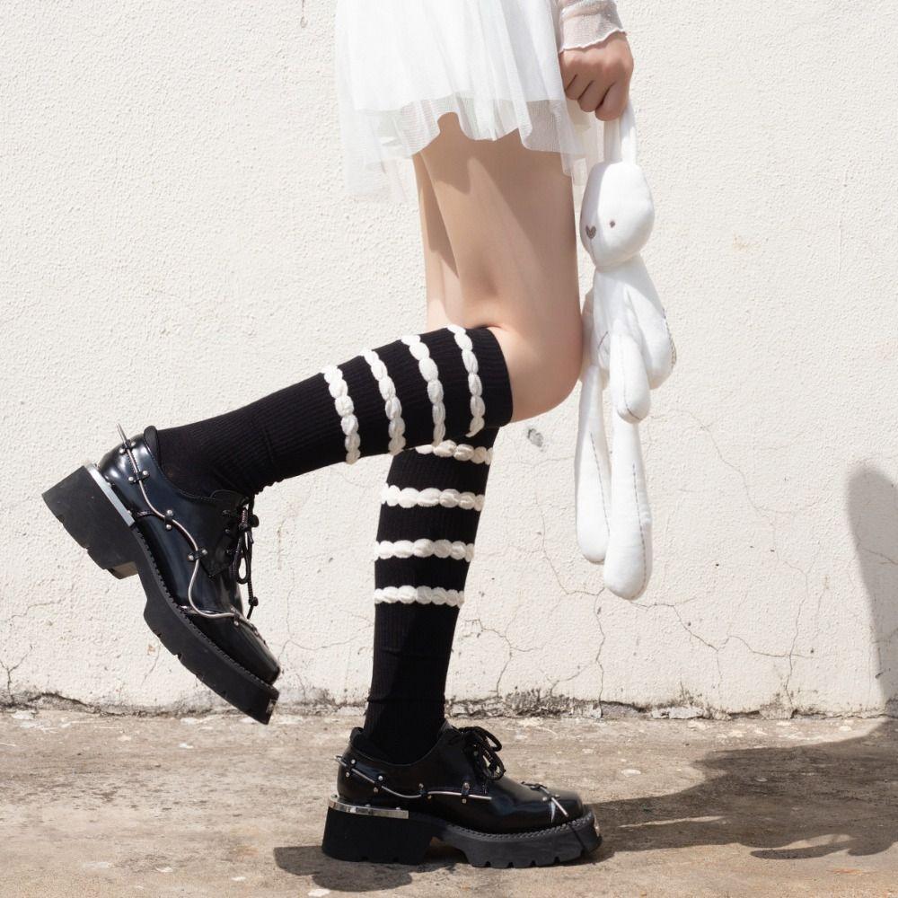 

Mid-calf Women Stockings Thick Calf Socks Retro Jk Stockings Student