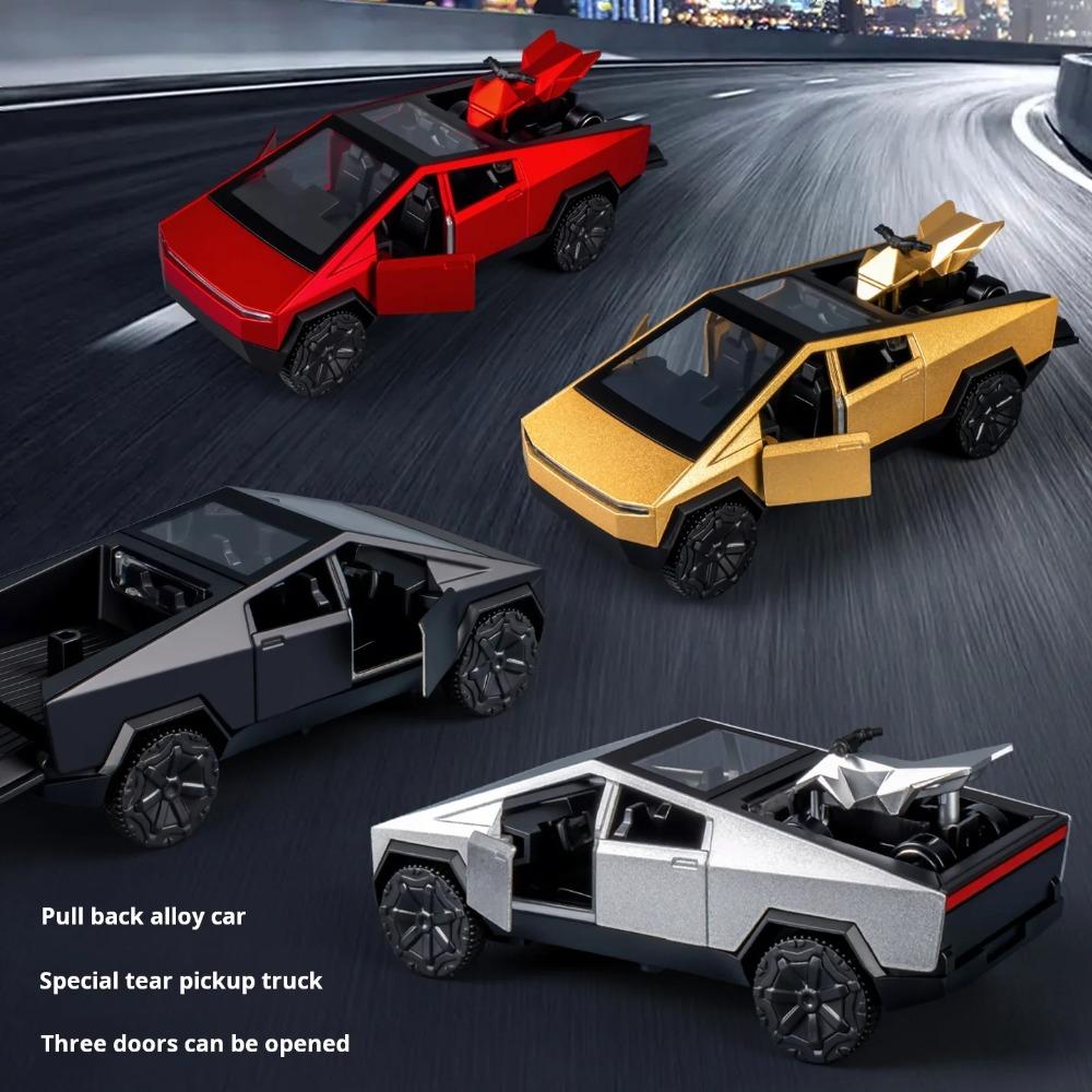 1:36 Cybertruck Speelgoed Off-Road Voertuig Die-Cast Modelauto Strandmotorfiets Hobby Verzamelsieraad Verjaardagscadeau Voor Jongen