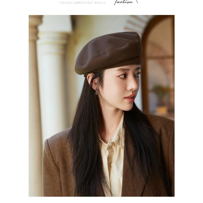 Jesienny i zimowy nowy kapelusz, damski beret z guzikami, jesienny i zimowy kapelusz malarza, artystyczny retro kapelusz bud