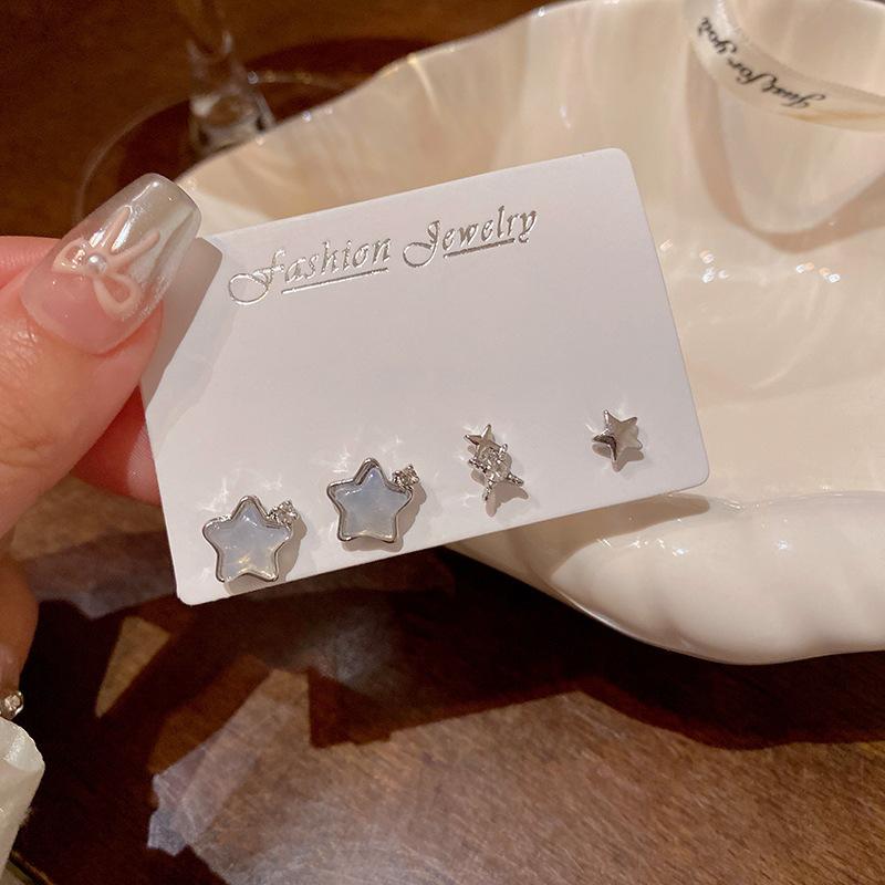 S925 Silver Needle Delicate Zircon Ear Set Small Stud Earrings