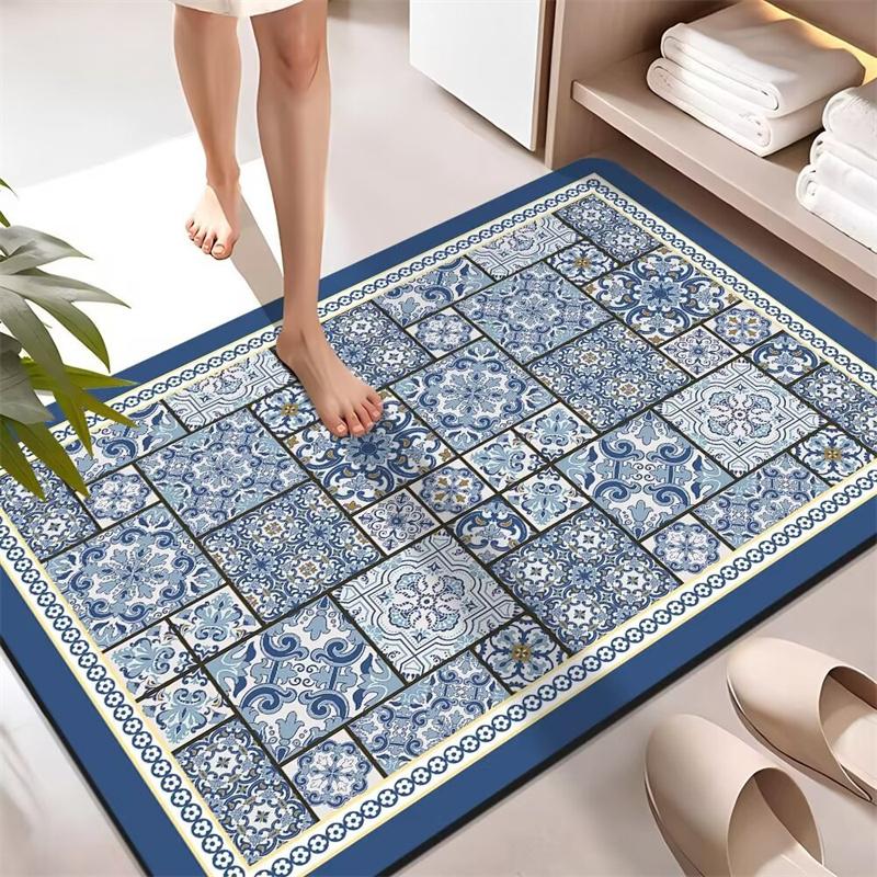 Bathroom Mat Absorbent Non Slip Floor Mat Quick Dry Entrance Doormat Bath Bedside Hallway Floor Mat Entrance Doormat Tapis