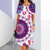 3D Digital Printing Dresses Women's Summer Short-sleeved O-neck Casual Loose Dress