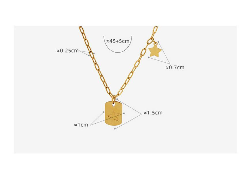 Five-Pointed Star Square Pendant Hoodie Necklace for Women – Titanium Steel Clavicle Chain with a Unique Christmas Design.