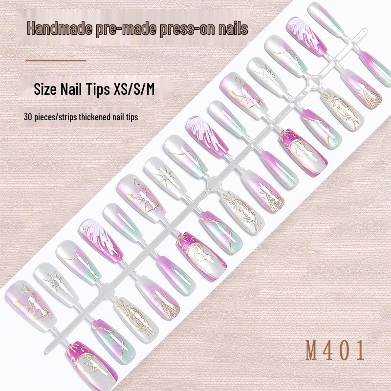 

Sagittarius Constellation Handmade Purple & Teal Cat Eye Press-on Nail Stickers