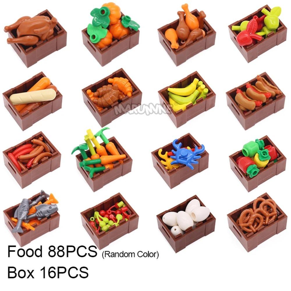 

Marumine MOC Food Brick Parts Set Building Blocks Model Apple Bread Chicken Leg Hot Dog Small Fish Cherry Pumpkin Creative Toys