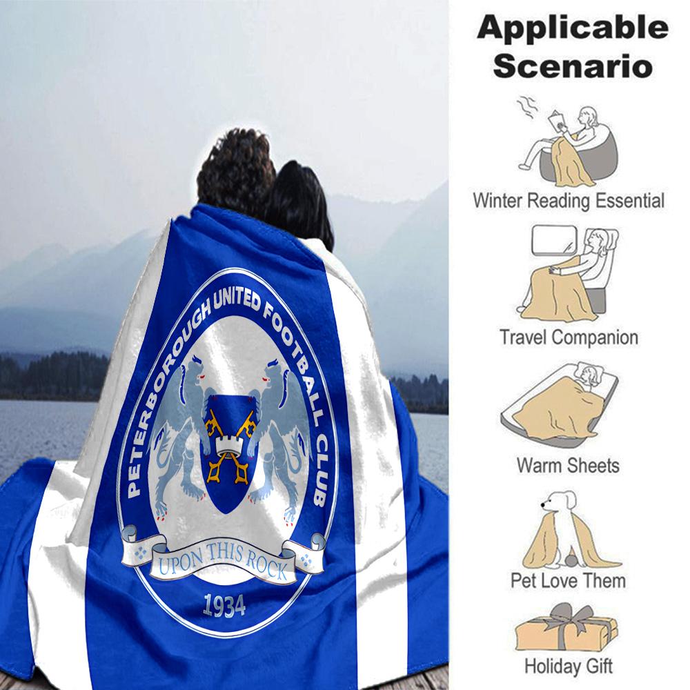 Peterborough Crest Flannel Blanket, Soft Polyester, Modern Design, All-Season for Camping, Travel, Gifts for holidays or birthdays