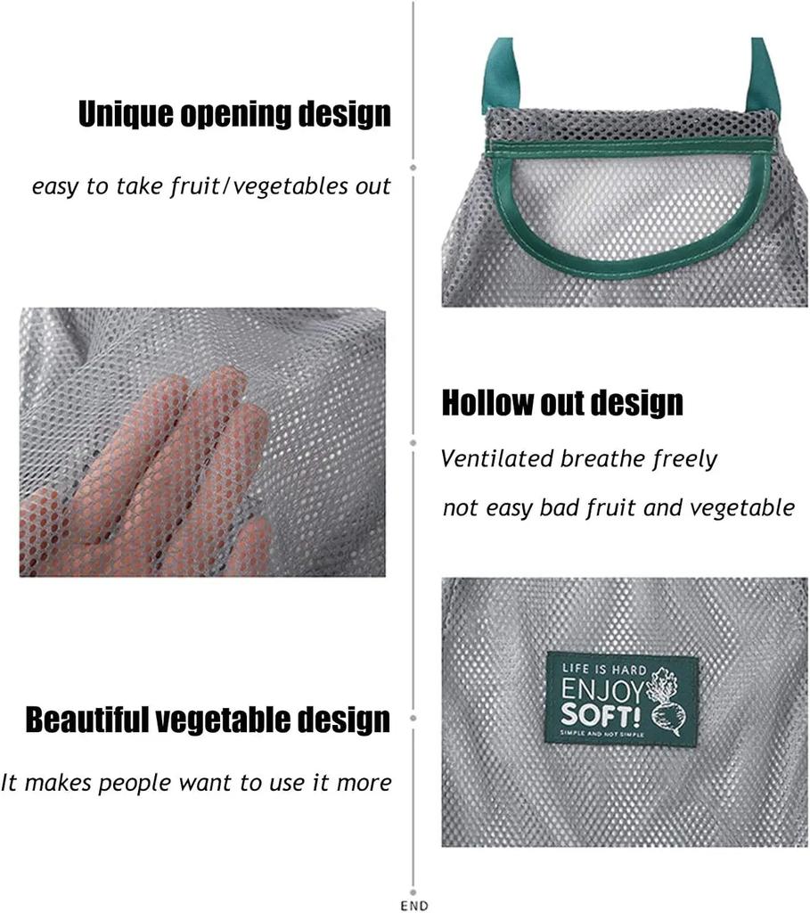 Kitchen Multifunctional Fruit Vegetable Hanging Bag Wall Hanging Ginger Garlic Storage Bag Mesh Bag Reusable Storage Artifact