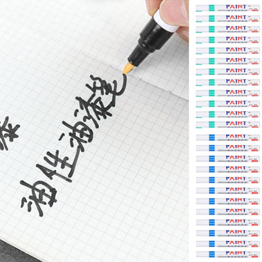 2Boxes Waterproof Paint Pens Waterproof Marker Signature Pen for Glass Metal Wood Fabric Tyre Tread BlueGreen
