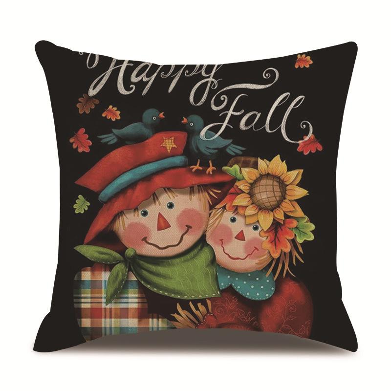 

Осенняя льняная наволочка с пуговицами, наволочка с клетчатым принтом и тыквой на День благодарения, наволочка для подушки, домашнее мягкое украшение 45Cm without pillow core