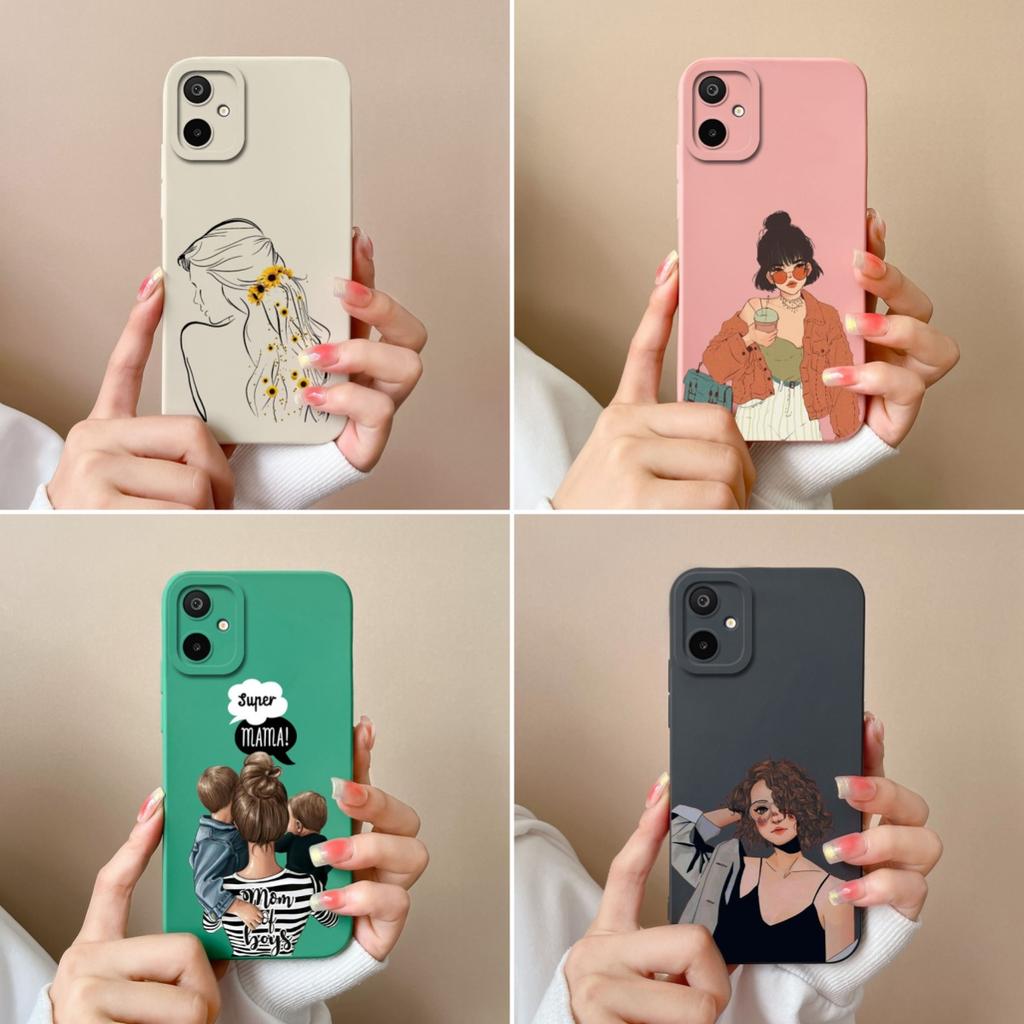 Etui na telefon Samsung Galaxy S25 Edge A06 F06 M06 F16 M16 Piękny Elegancki Wzór Dziewczyny Płynny Silikon Ochronna Powłoka Odporna na Upadki Dla Samsunga Pokrowiec