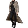 Herbst Winter Langer Trenchcoat Zweireihig Einfarbig Slim Winddicht Windbreaker Streetwear