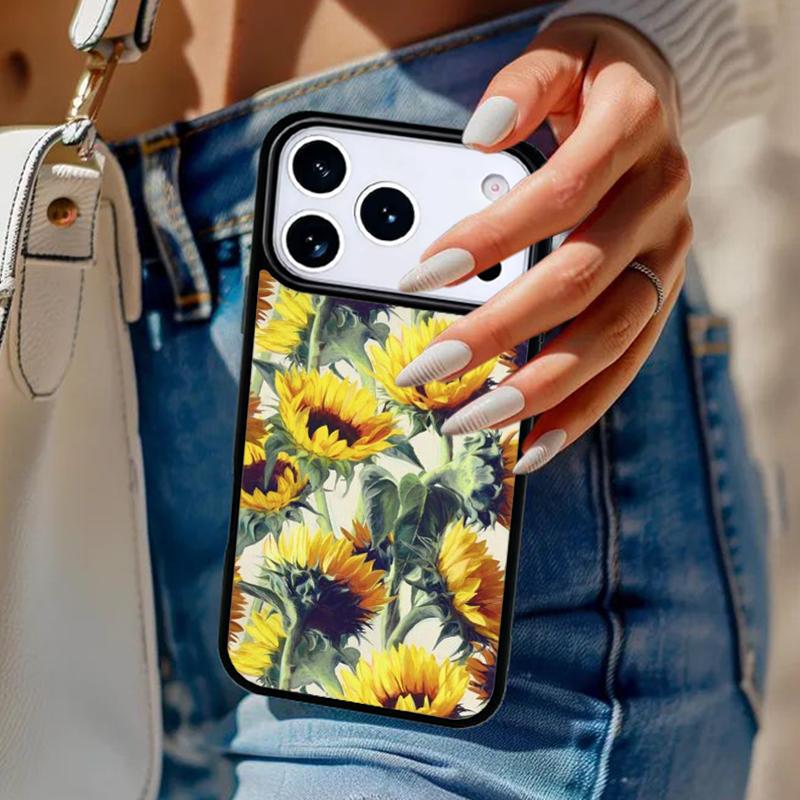Coque de téléphone florale tournesol pour iPhone 17 Air 14 15 13 12 Max Housse pour Apple 16e 11 Pro Max Plus Coque