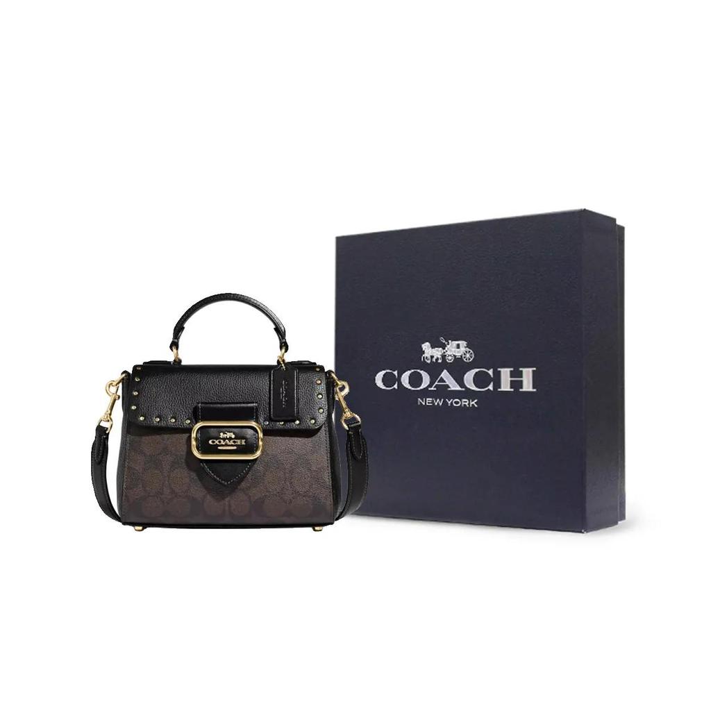 COACH Leather Shoulder Bag , Crossbody Bag , Handbag Small Women's Brown Black (Unisex) Handbags CF322 IMOSN