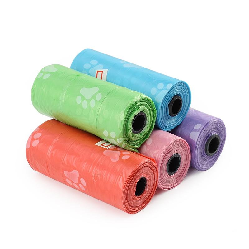 6Pcs Pet Waste Poop Bag Paw Print Clean up Refills Roll Picking Dog Pooper Bags