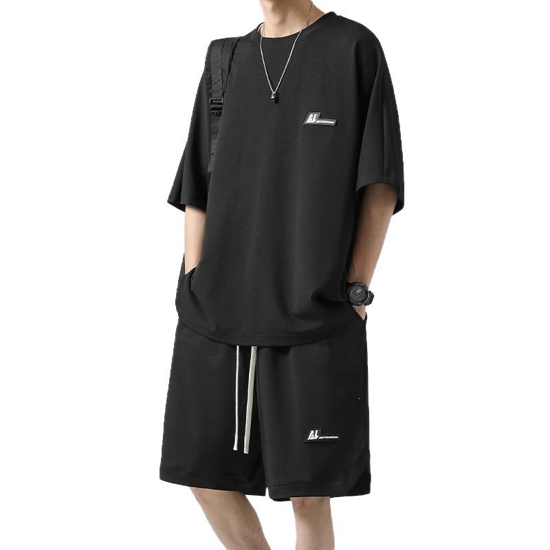 Men's Ice Silk Quick-Dry Summer Sports Set - Short Sleeve T-shirt & Basketball Shorts