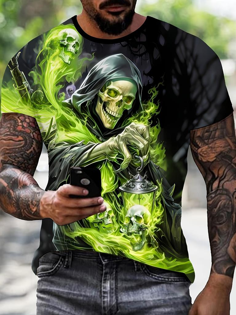 Men's Short Sleeve Tee 3D Skull Print Tops Crew Neck T-Shirts Summer Oversized T-Shirt Hip Hop T-Shirts for Men Luxury T-Shirt
