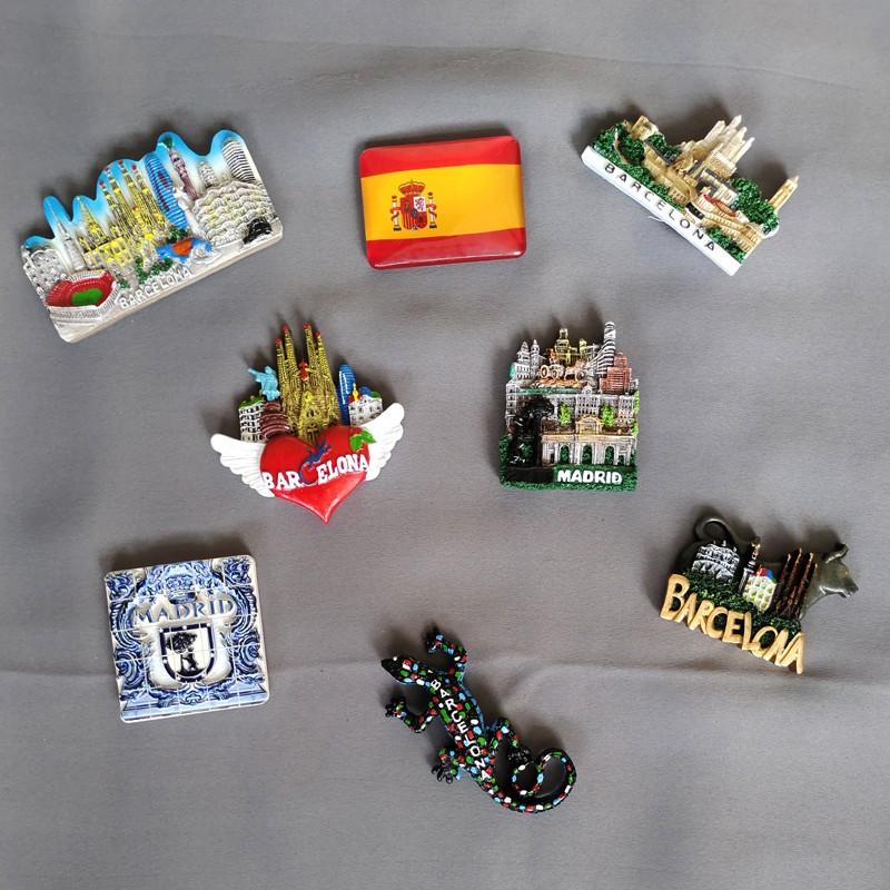 Kühlschrankmagnet mit Spanien-Land-Souvenir, Madrid, Barcelona, Magnetmagnete für den Kühlschrank, Kunstharz, bemalt, dekoratives Kunsthandwerk