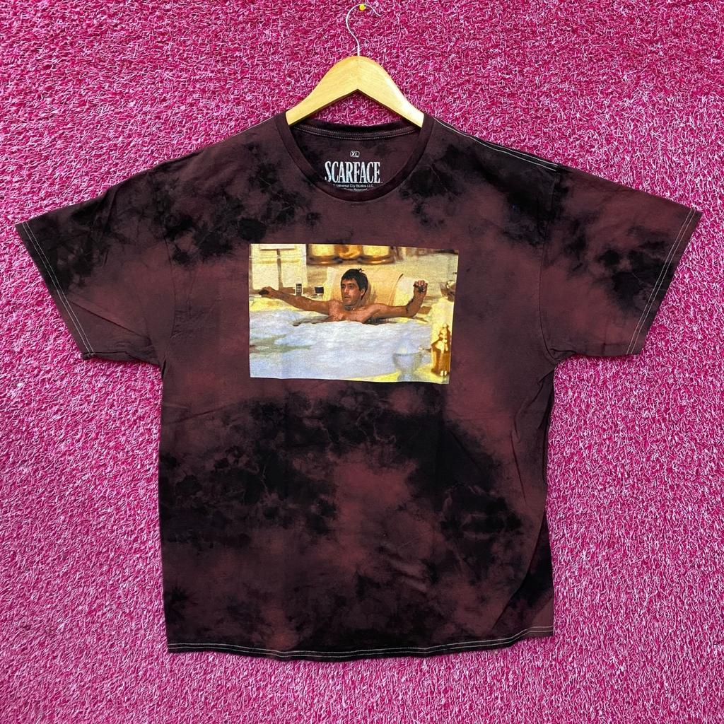 Scareface Tony Montana Bordeaux Tie Dye 100% Baumwolle T-Shirt Herren T-Shirts Oberteil