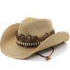 Frühling Sommer neue ethnische westliche Cowboy-Strohhut tibetischer Stil amerikanische Outdoor-Mode Unisex atmungsaktiver Sonnenschutzhut
